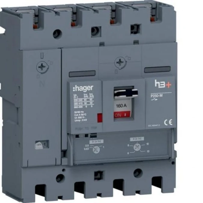 MCCB Wyłącznik mocy h3+ P250 4P 160A 50kA TM HMT161DR - obrazek 1