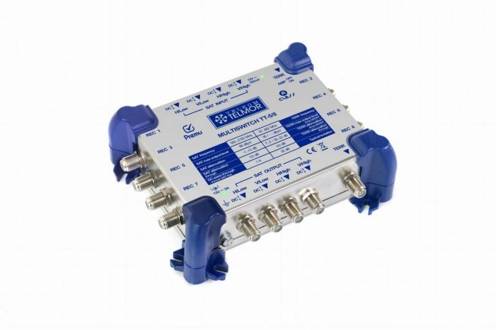 Multiswitch, 5‑wejsciowy (4xSAT, 1XTV, 8 WYJSCIOWY, Telmor Premu TT‑5/8 Telmor