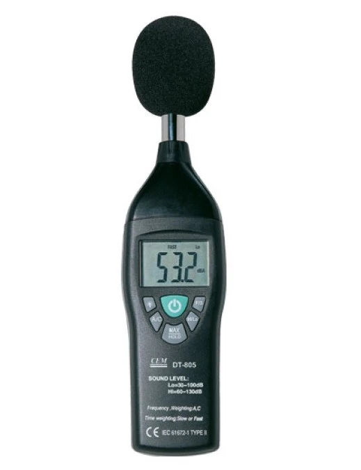 Miernik dźwięku sonometr, podświetlany wyświetlacz, 30 do 130dB DT‑805 - obrazek 1