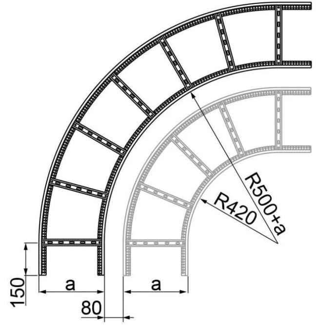 Łuk drabinki 90 stopni 200mm 80mm LDZC200H80N 496520 - obrazek 2