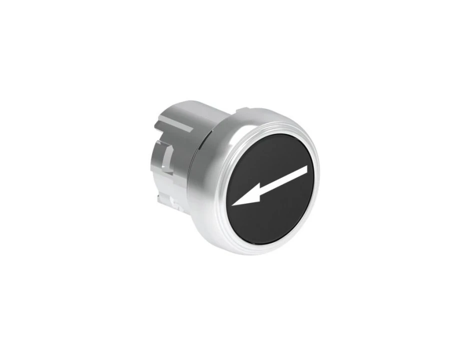Metalowy przycisk fi22mm kryty samoczynny powrót z symbolem STRZAŁKA W BOK Czarny LPSB1142 - obrazek 1