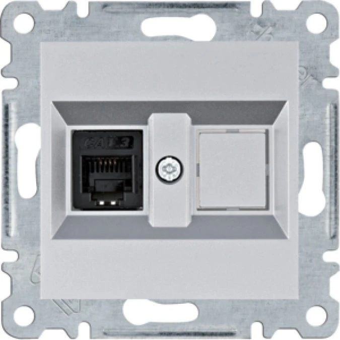 Lumina Gniazdo telefoniczne pojedyncze RJ11 srebrne WL2012 - obrazek 1