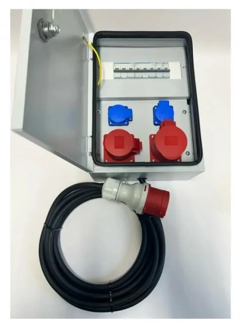Metalowa rozdzielnica CEE 32A 16A 2X230V z bezpiecznikami HAGER z kablem 5m IP54 94H‑7 - obrazek 1