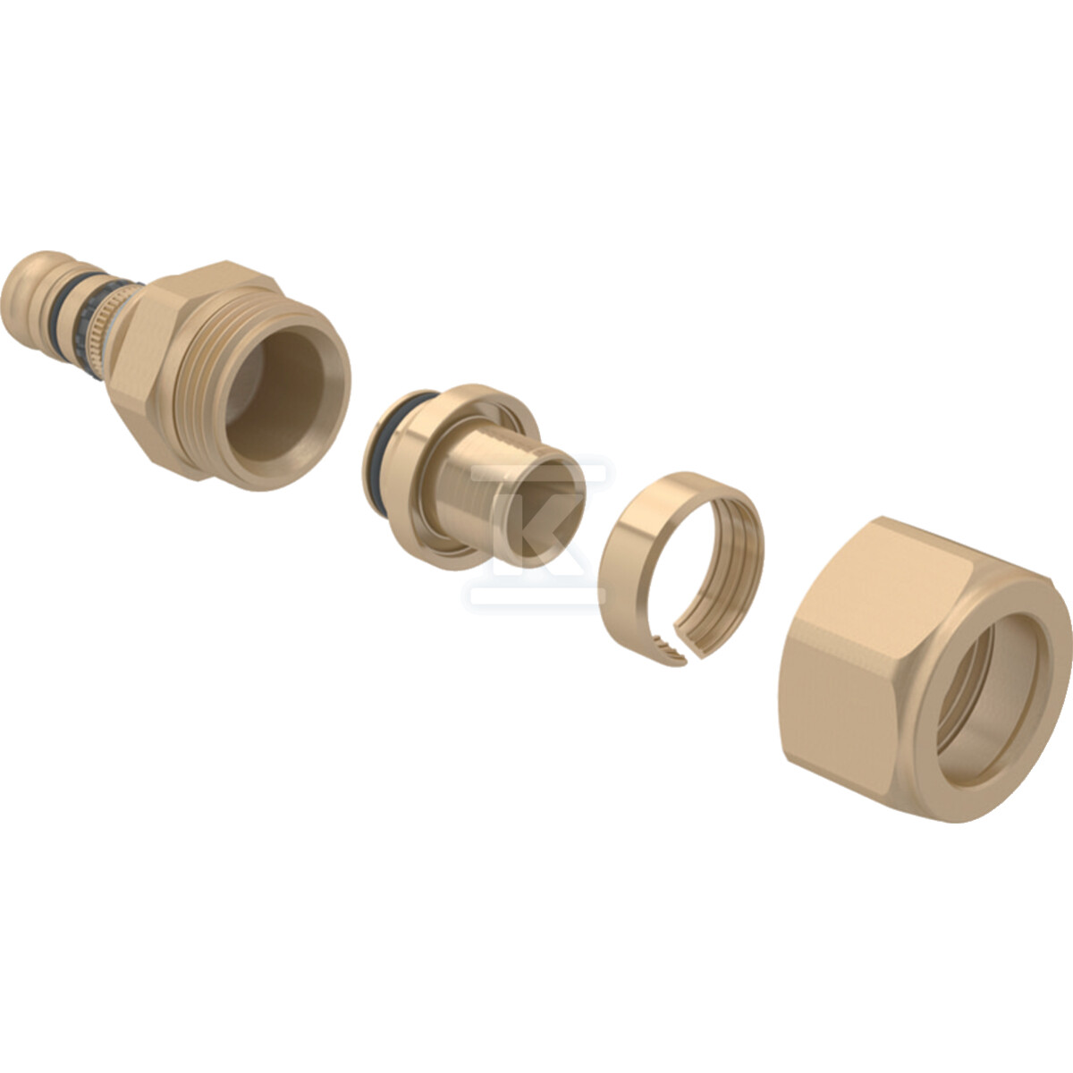 Złączka przejściowa Geberit Mepla ze śrubunkiem do rur PEX: CW617N, d=16mm, d1=16mm, PN=6bar 611.565.00.5 - obrazek 1