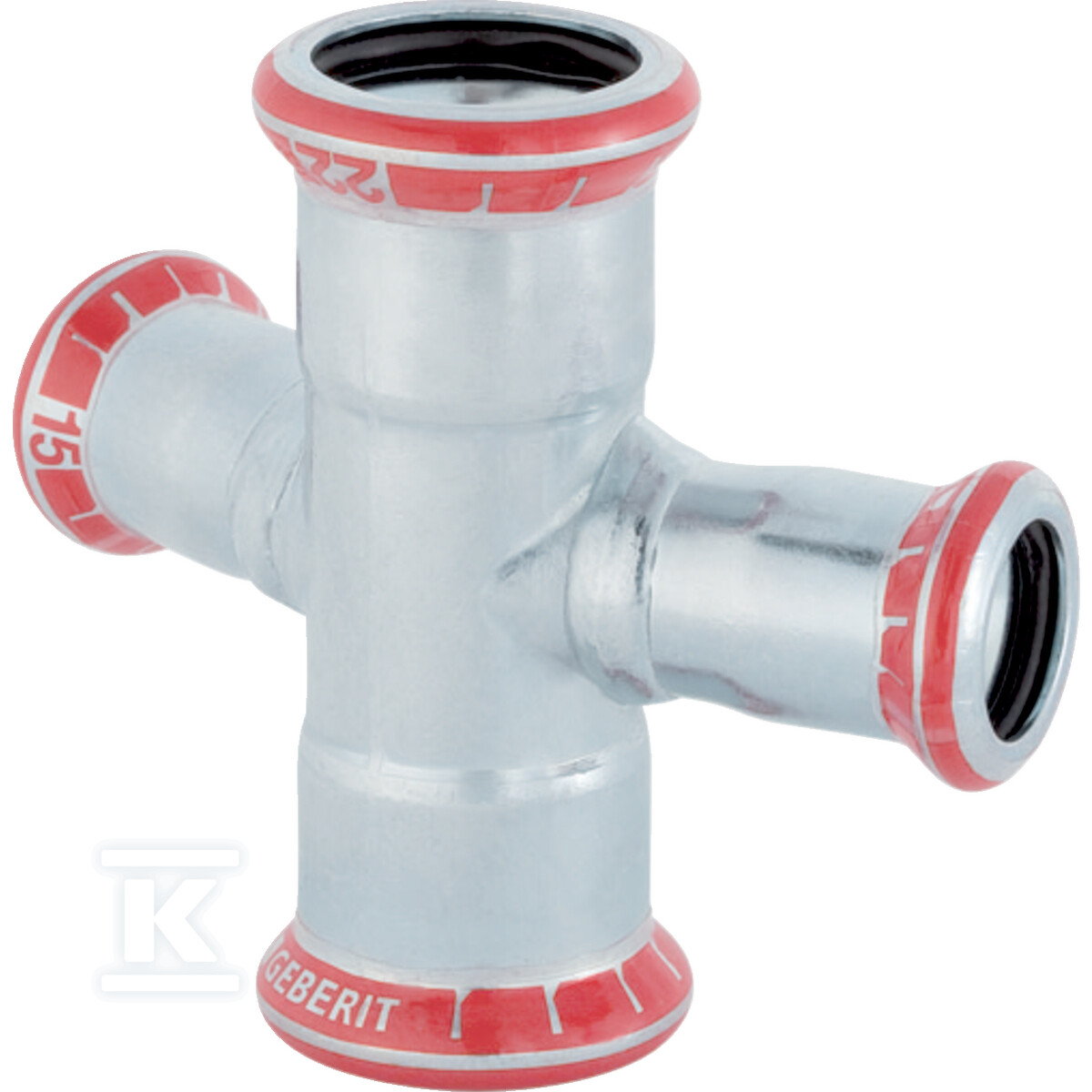 Czwórnik Geberit Mapress C-Stahl 30° redukcyjny: d=22mm, d1=15mm 21406 - obrazek 1