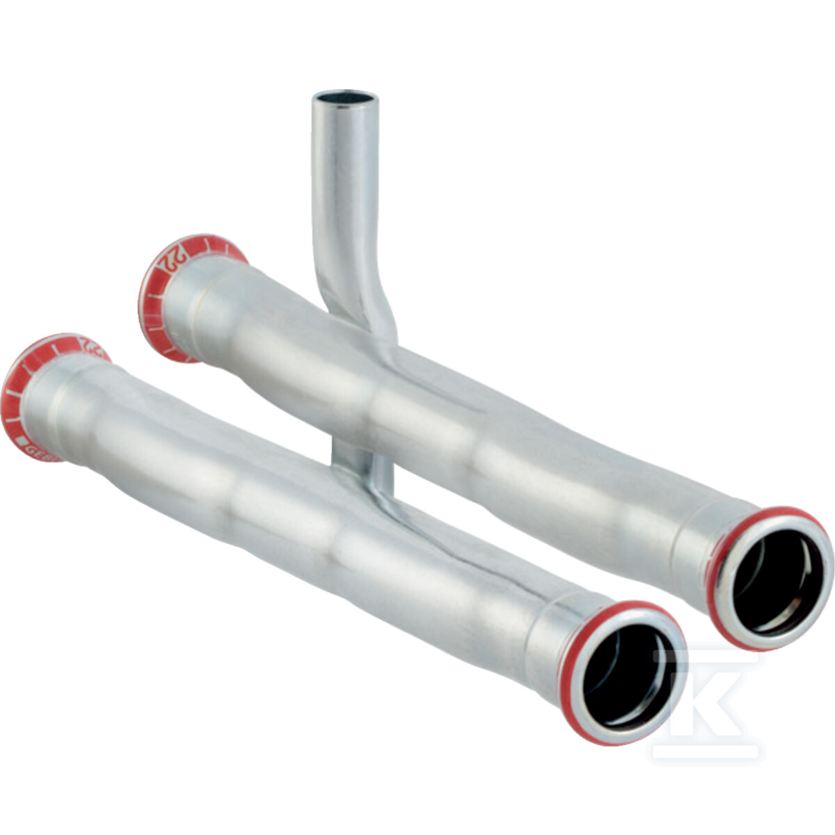 Zestaw trójników przyłączeniowych Geberit Mapress C-Stahl dla powrotu z grzejnika: d=22mm, d1=15mm 23604 - obrazek 1