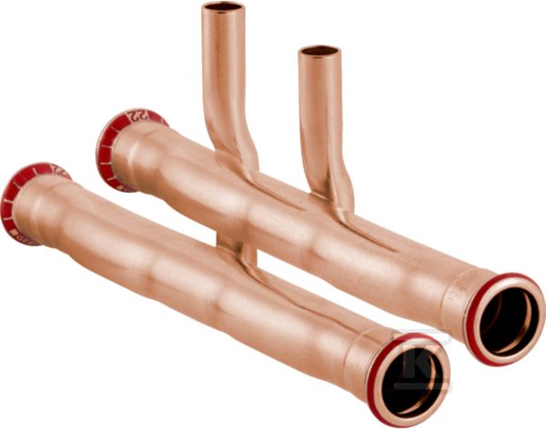 Trójnik krzyżakowy Geberit Mapress Kupfer RP-K/RL (RP-KV + RP-KR) d22-15 24007