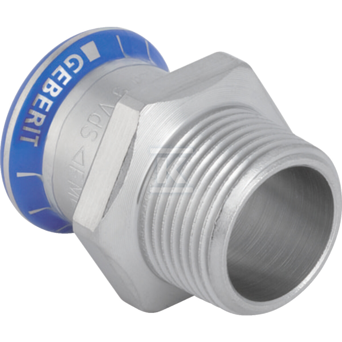 Złączka przejściowa z gwintem zewnętrznym Geberit Mapress Edelstahl (FKM niebieski): d=42mm, R=1 1/2
