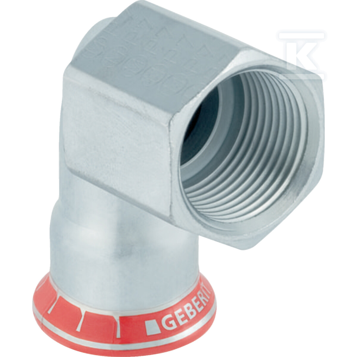 Kolano przejściowe Geberit Mapress C-Stahl 90° z gwintem wewnętrznym (FKM niebieski): d=28mm, Rp=1