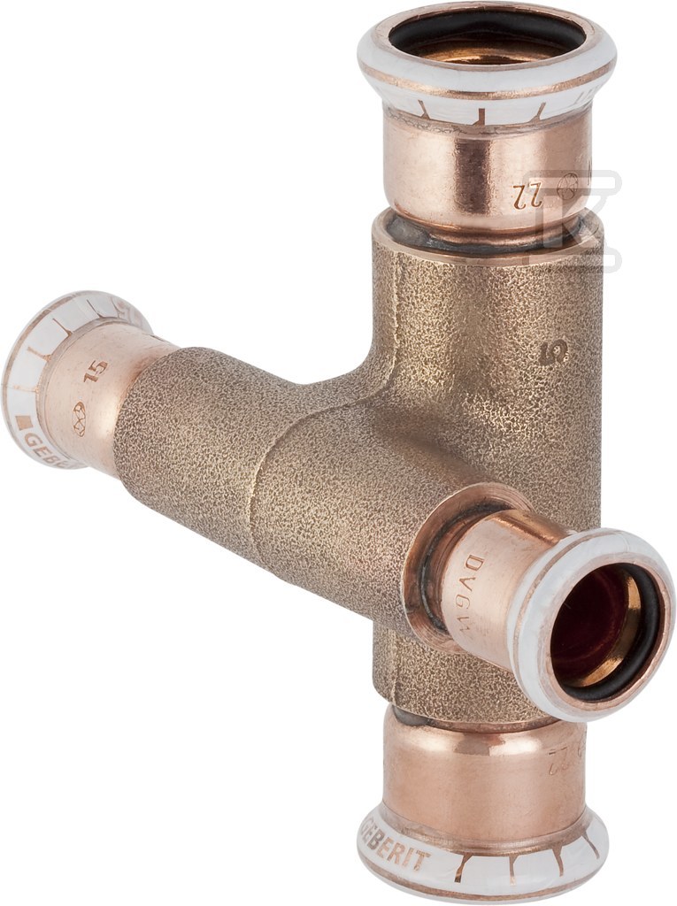 Czwórnik Geberit Mapress Kupfer 90° d18-15 61505 - obrazek 1