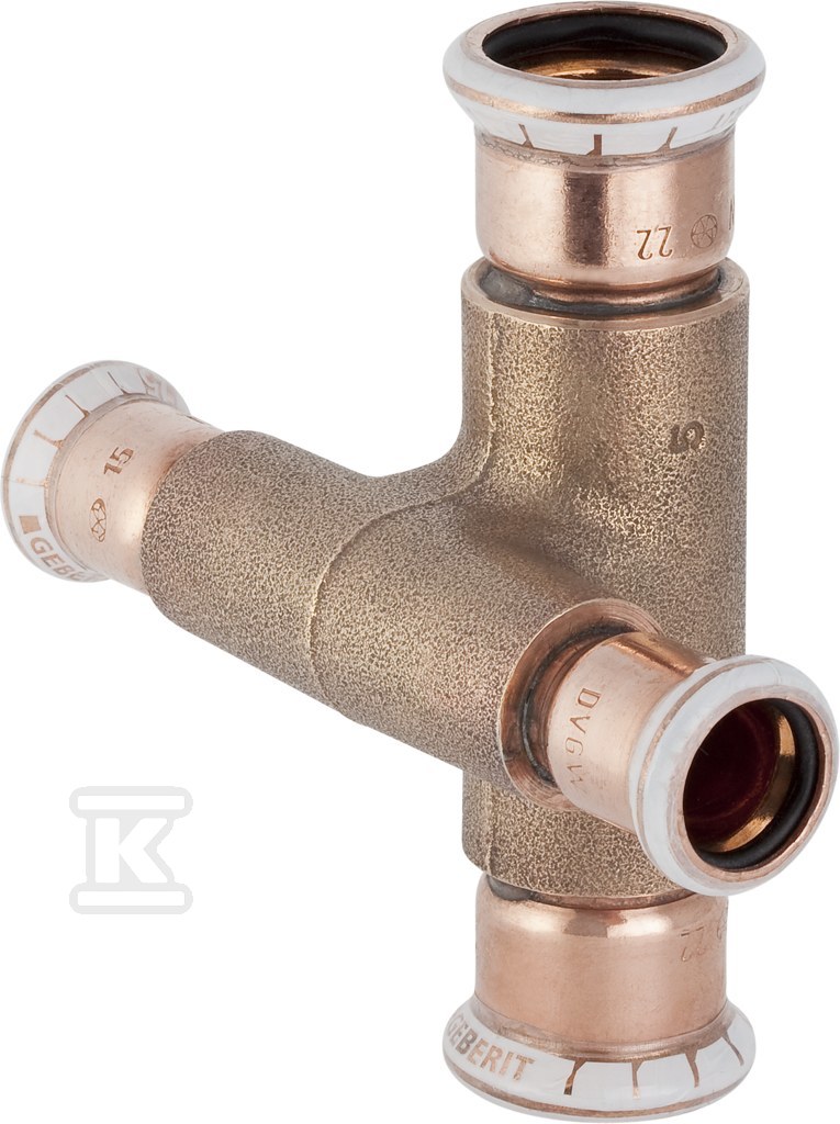 Czwórnik Geberit Mapress Kupfer 90° d22-15 61506 - obrazek 1