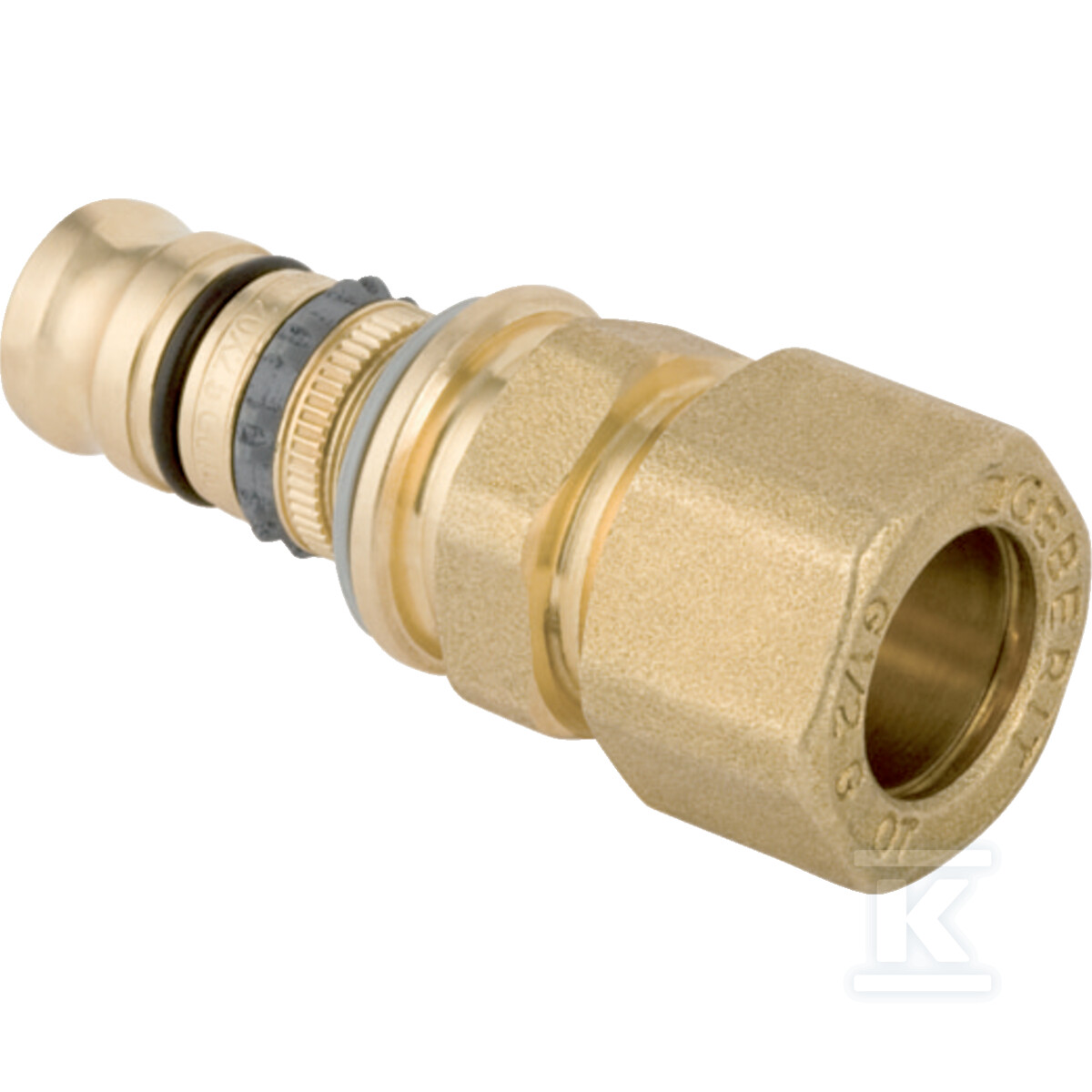Złączka przejściowa Geberit Mepla ze śrubunkiem zaciskowym: CW617N, d=20mm, d1=15mm 612.542.00.5 - obrazek 1