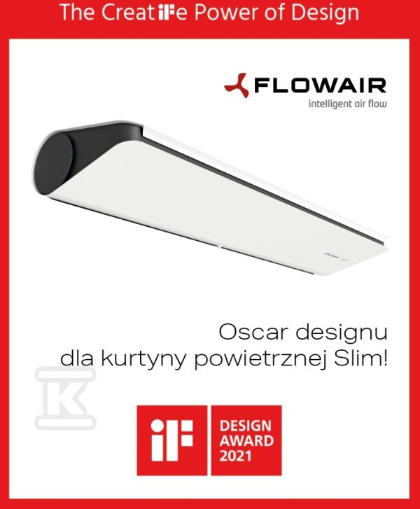 Kurtyna drzwiowa wodna SLIM W-100 biała (RAL9003) 1,0 m 1,2-12,1kW 56102