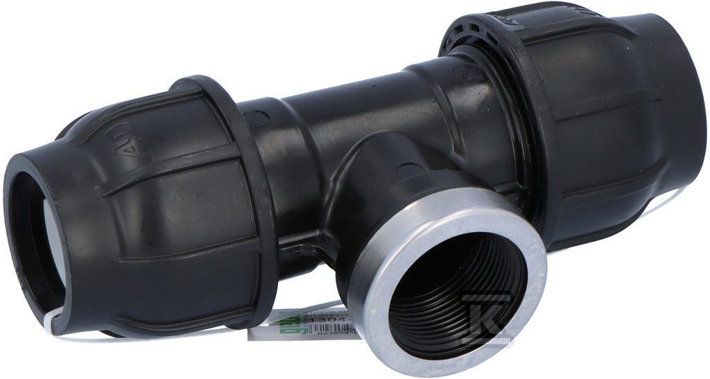 Trójnik zaciskowy PP 90st. 40x5/4"x40 GW gwint wewnętrzny PN16, do rur PE, kolor czarny 13044004 - obrazek 1
