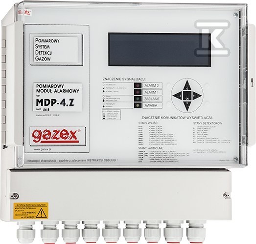 Moduł alarmowy pomiarowy MDP-4.ZA24/M 4 wej.pomiarowe, zasilanie 24V, port RS-485, 2 wyj.do zaworu - obrazek 1