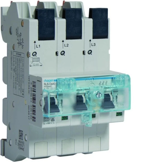 MCB SLS Wyłącznik nadprądowy selektywny 3P, Cs, 40 A, szyny Cu 40‑12x5/10mm HTS340C - obrazek 1