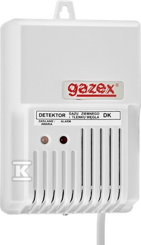 Czujnik gazu, domowy detektor gazów DK-15.Z propan-butan, alarm 15% DGW, wyj.do syreny zewn.+ wyj. sterujące zaworem, sensor p-p, zasilanie 230V (do użytku domowego)