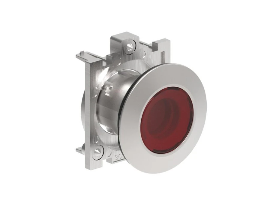 Metalowy przycisk płaski podświetlany fi30mm samoczynny powrót kryty Czerwony LPFBL104 - obrazek 1