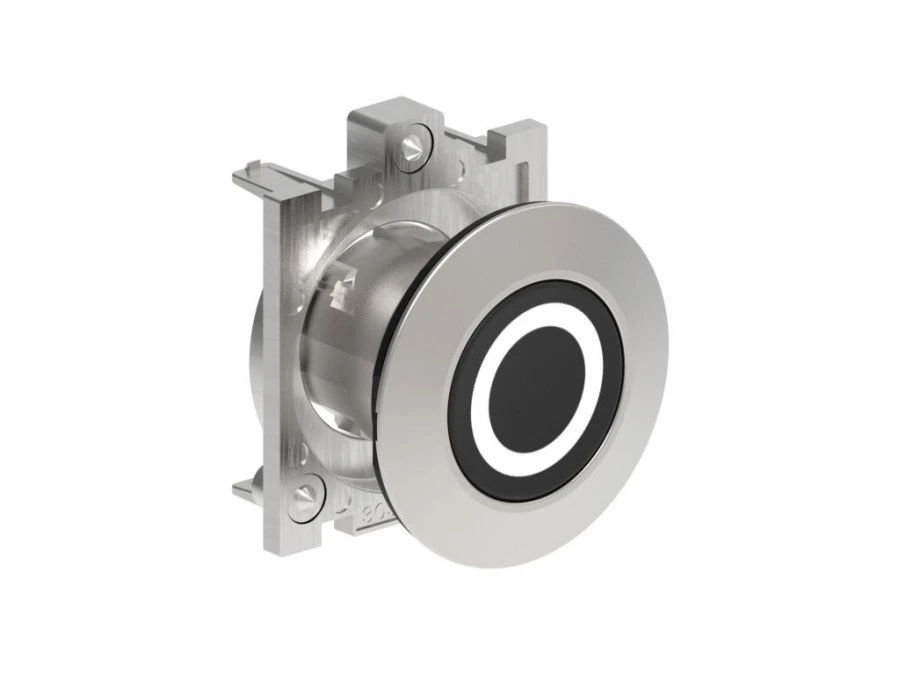 Metalowy przycisk płaski fi30mm kryty samoczynny powrót z symbolem 0 Czarny LPFB1102 - obrazek 1