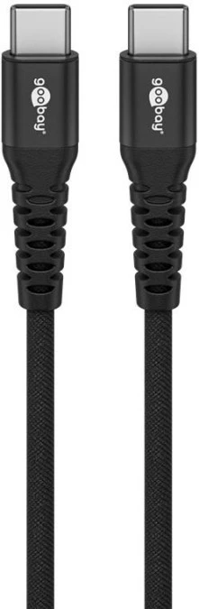 Miękki kabel USB‑C tekstylny z metalowymi złączami, czarny 73955 /3m/