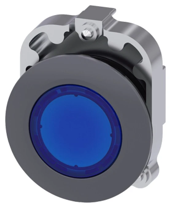 Napęd przycisku 30mm niebieski z podświetleniem bez samopowrotu metalowy matowy IP69k Sirius ACT 3SU1061‑0JA50‑0AA0 - obrazek 3