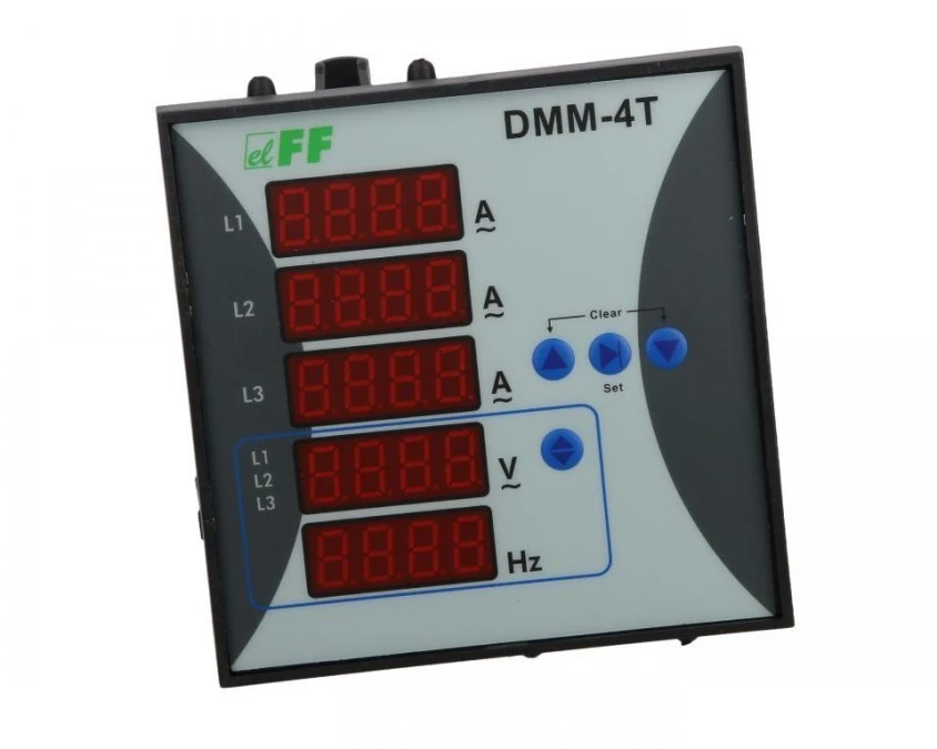 Miernik parametrów sieci 3‑fazowy 12‑400V AC 1‑9000/5A 10‑100Hz cyfrowy tablicowy 96x96mm DMM‑4T - obrazek 1