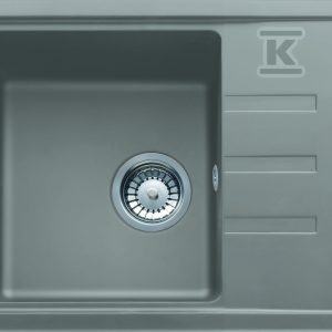Zlewozmywak wbudowywany Fragranit BLISS BSG611-62 kamienno-szary 620×435 jednokomorowy z ociekaczem, odpływ w komplecie, cztery otwory pod baterie 114.0676.316