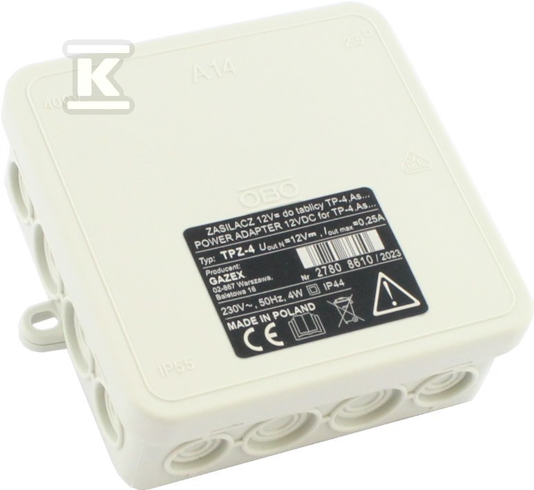 Zasilacz TPZ-4 12V, 4W, do TP-4.As - obrazek 1