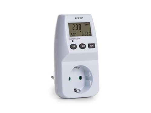 Perel Licznik energii, wyświetlacz LCD, 230 V, 16 A, 3600 W, uziemienie niemieckie typu F, biały