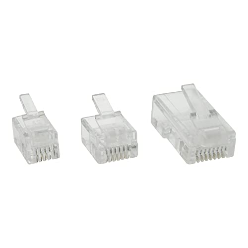 InLine 73098 100 sztuk wtyczek modułowych, 8P8C RJ45 do zaciskania na płaskim kablu (ISDN)