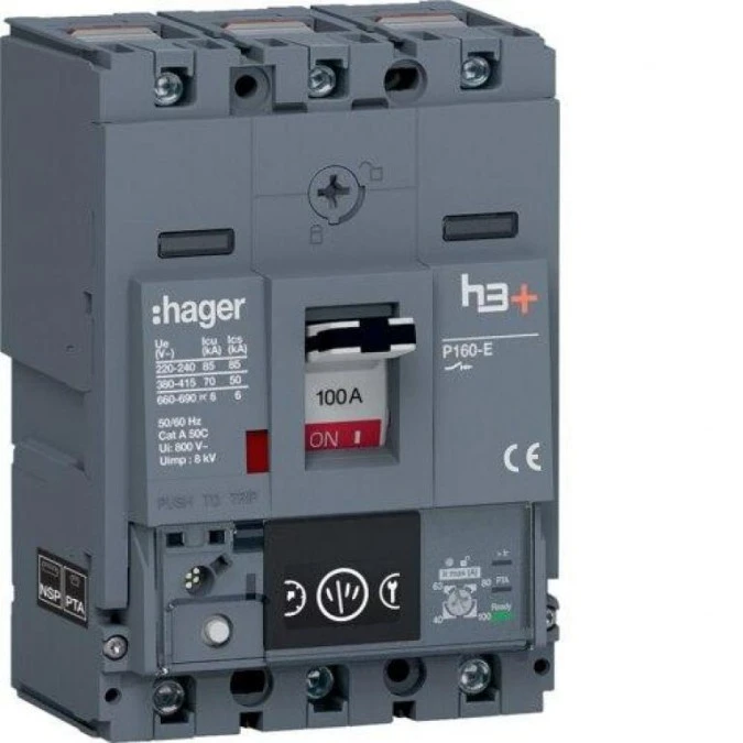 MCCB Wyłącznik mocy h3+ P160 3P 100A 70kA Energy HES100NC - obrazek 1