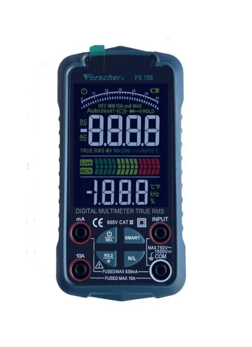 Miernik uniwersalny z pomiarem True RMS multimetr cyfrowy z wyświetlaczem inwersyjnym LCD FORSCHER FS706 - obrazek 2