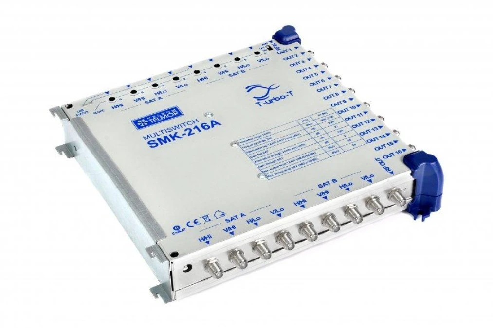 Multiswitch aktywny kaskadowy 9/16 Telkom‑Telmor T‑urbo‑T SMK‑216A
