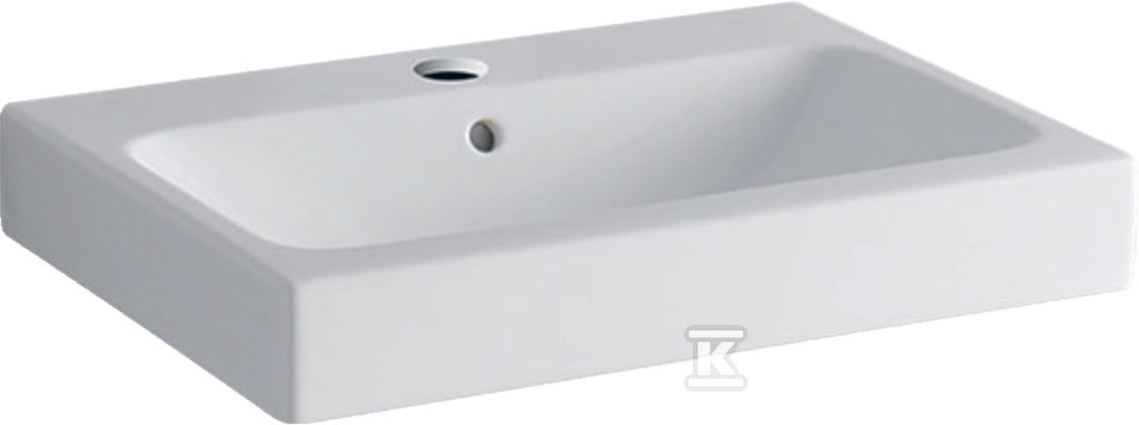 Umywalka iCon stawiana na blat, B60 cm, H15.5 cm, T48.5 cm, z przelewem, z otworem na baterię, KeraTect 124560600 - obrazek 1