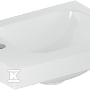Umywalka iCon Light kompaktowa 38 cm z otworem z lewej bez przelewu z półką z lewej 501.831.00.1 Umywalka iCon Light kompaktowa 38 cm z otworem z lewej bez przelewu z półką z lewej 501.831.00.1