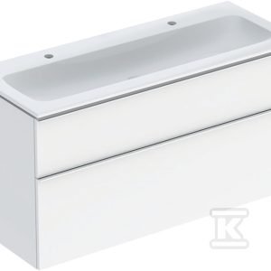 Zestaw: umywalka meblowa iCon slim z szafką pod umywalkę dwoma szufladami i zestawem odpływowo-przelewowym do umywalki: 120cm biały / lakierowany na wysoki połysk chromowany z połyskiem 502.338.01.2 Zestaw: umywalka meblowa iCon slim z szafką pod umywalkę dwoma szufladami i zestawem odpływowo-przelewowym do umywalki: 120cm biały / lakierowany na wysoki połysk chromowany z połyskiem 502.338.01.2