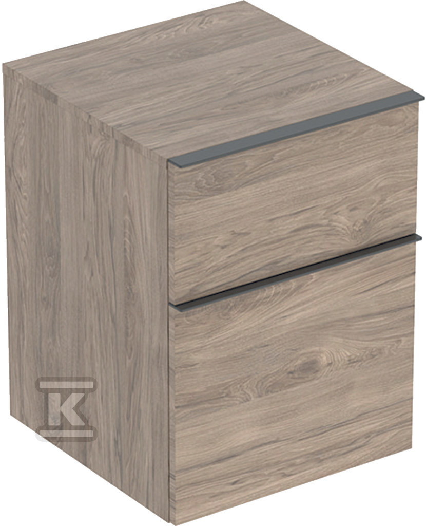 Boczna szafka iCon z dwoma szufladami 45 cm x 60 cm x 47 6 cm orzech hickory / melaminowa struktura drewna lava / matowy 502.315.JR.1 - obrazek 1