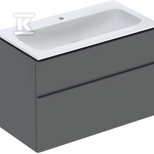 Zestaw: umywalka meblowa iCon slim z szafką pod umywalkę dwoma szufladami i zestawem odpływowo-przelewowym do umywalki: 90cm lava / lakierowany matowy lava / matowy 502.337.JK.1
