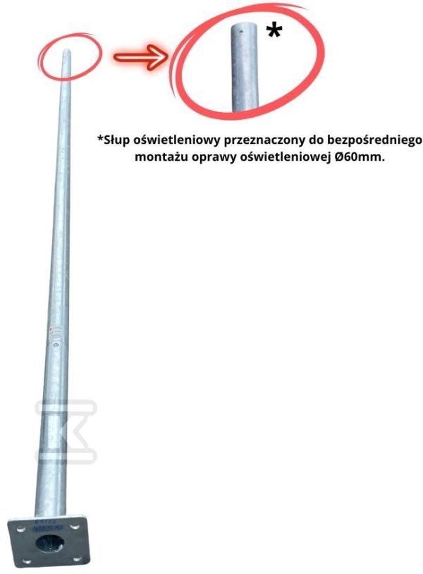 Słup oświetleniowy CN6/2,5/60/F160/NS pod bezpośredni montaż oprawy oświetleniowej O60mm CN6/2,5/60/F160/NS/01