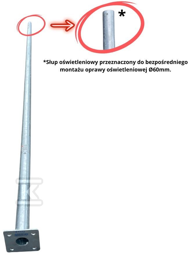 Słup oświetleniowy CN3/2,5/60/F160/NS pod bezpośredni montaż oprawy oświetleniowej O60mm CN3/2,5/60/F160/NS/01 - obrazek 1