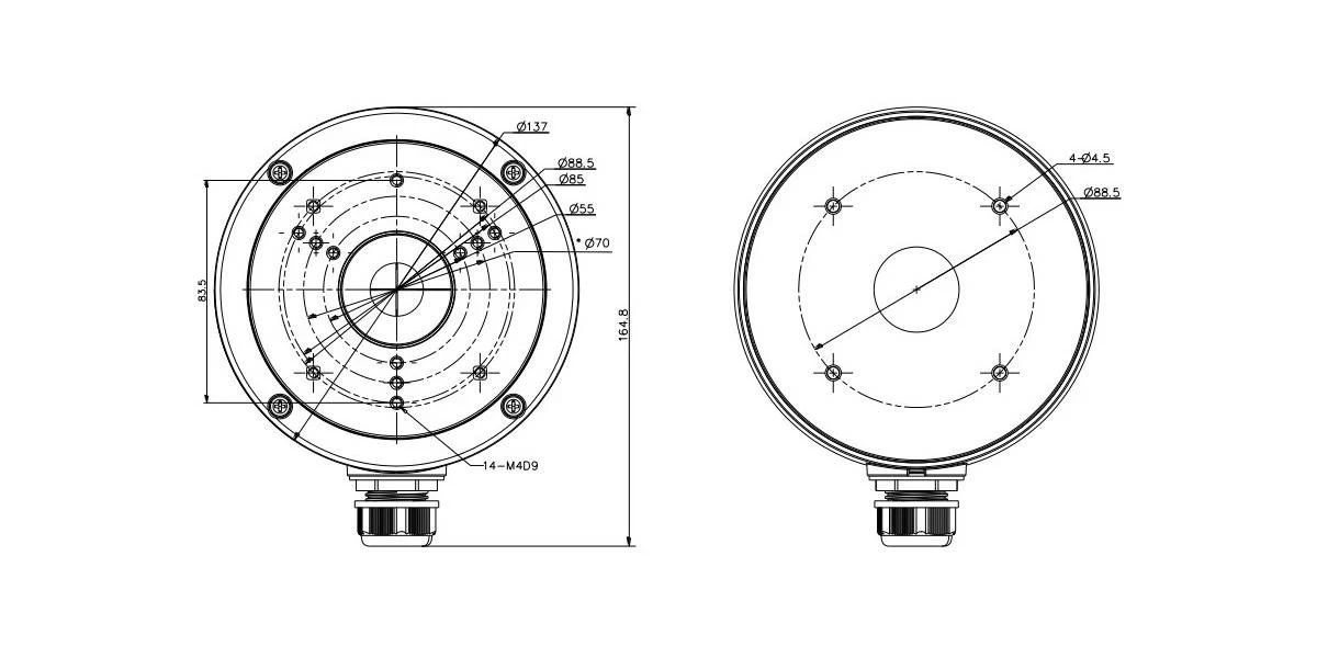 Metalowa puszka przyłączeniowa do kamer HIKVISION DS‑1280ZJ‑S - obrazek 3