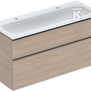Zestaw szafki pod umywalkę iCon, 120x63x48cm, dąb, 2 szuflady, umywalka meblowa KeraTect, odpływ, lava matowy 502.334.JH.1 Zestaw szafki pod umywalkę iCon, 120x63x48cm, dąb, 2 szuflady, umywalka meblowa KeraTect, odpływ, lava matowy 502.334.JH.1