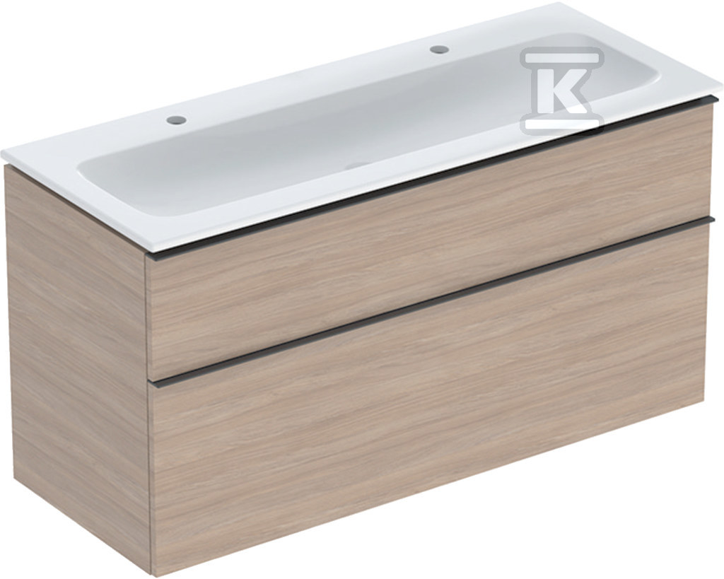 Zestaw szafki pod umywalkę iCon, 120x63x48cm, dąb, 2 szuflady, umywalka meblowa KeraTect, odpływ, lava matowy 502.334.JH.1 - obrazek 1