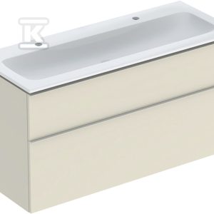 Zestaw szafki pod umywalkę iCon, 120x63x48cm, 2 szuflady, kolor sand grey, z umywalką KeraTect, odpływ 502.334.JL.1 Zestaw szafki pod umywalkę iCon, 120x63x48cm, 2 szuflady, kolor sand grey, z umywalką KeraTect, odpływ 502.334.JL.1
