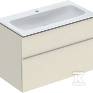 Zestaw szafki pod umywalkę iCon, 90x63x48cm, 2 szuflady, kolor sand grey, z umywalką KeraTect, odpływ 502.333.JL.1 Zestaw szafki pod umywalkę iCon, 90x63x48cm, 2 szuflady, kolor sand grey, z umywalką KeraTect, odpływ 502.333.JL.1