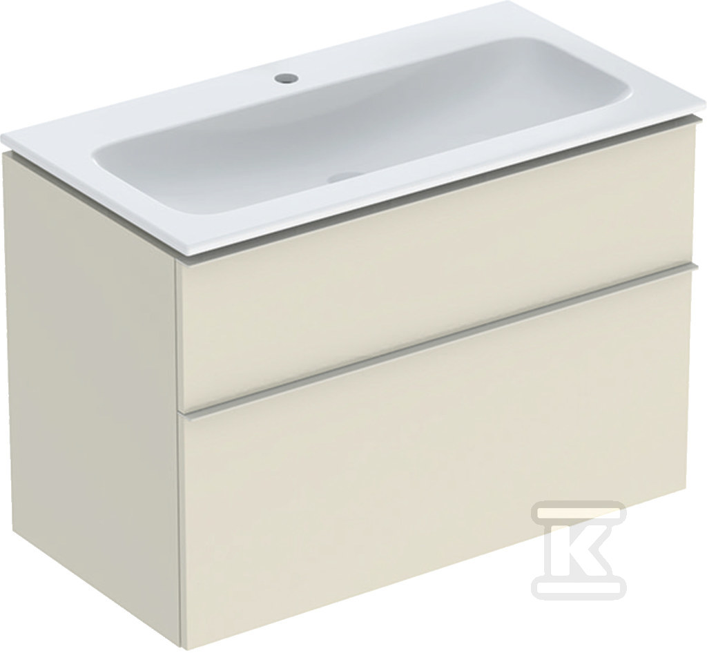 Zestaw szafki pod umywalkę iCon, 90x63x48cm, 2 szuflady, kolor sand grey, z umywalką KeraTect, odpływ 502.333.JL.1 - obrazek 1