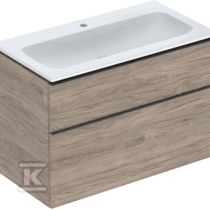 Zestaw szafki pod umywalkę iCon, 90x63x48cm, orzech hickory, 2 szuflady, umywalka meblowa KeraTect, odpływ, bez przelewu 502.333.JR.1 Zestaw szafki pod umywalkę iCon, 90x63x48cm, orzech hickory, 2 szuflady, umywalka meblowa KeraTect, odpływ, bez przelewu 502.333.JR.1