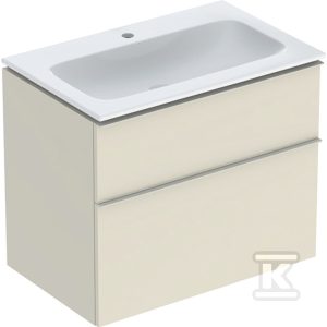 Zestaw szafki pod umywalkę iCon, 75x63x48cm, 2 szuflady, kolor sand grey, z umywalką KeraTect, odpływ 502.332.JL.1