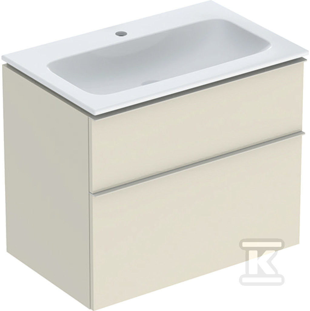 Zestaw szafki pod umywalkę iCon, 75x63x48cm, 2 szuflady, kolor sand grey, z umywalką KeraTect, odpływ 502.332.JL.1 - obrazek 1