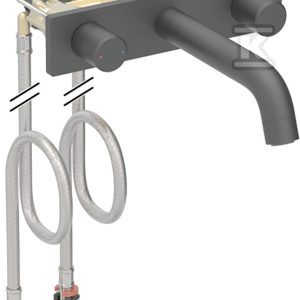 Bateria umywalkowa ONE, kształt okrągły, ścienna, z mieszaczem, do podtynkowej skrzynki funkcyjnej, L16 cm, czarny mat 116.462.14.1 Bateria umywalkowa ONE, kształt okrągły, ścienna, z mieszaczem, do podtynkowej skrzynki funkcyjnej, L16 cm, czarny mat 116.462.14.1
